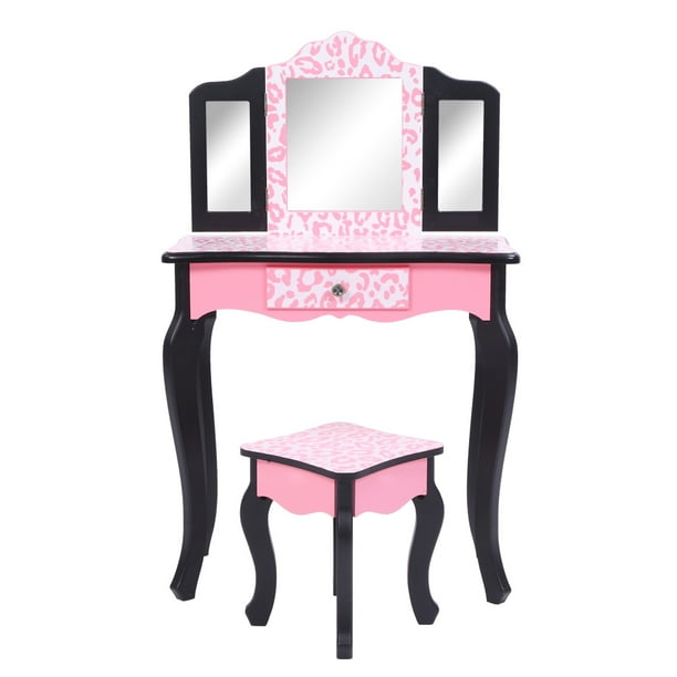 Children S Vanity Set For Girls Segmart Wooden Toy With Wood Stool Dressing Table Makeup 3 Folding Mirror Shelf And Red S9828 Com Girls Segmart Wooden Toy Vanity Set, Toy Wood Vanity Set