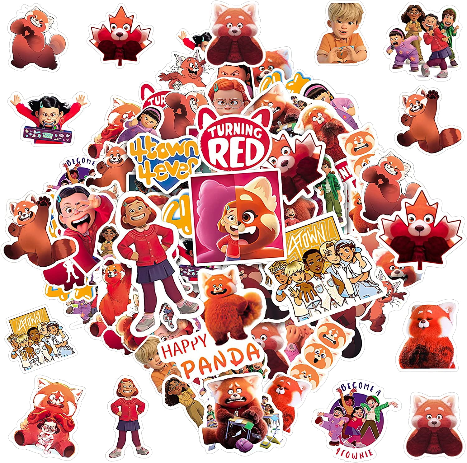 Cute Red Panda Stickers, 50 PCS Red Panda Turning Stickers for Laptop