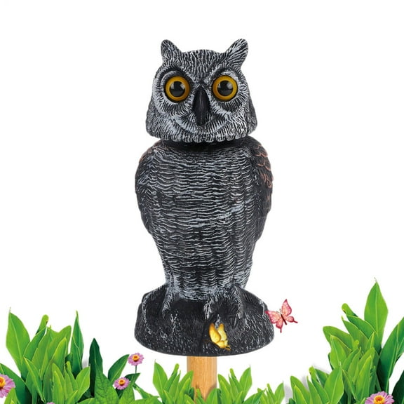 AOKAILA Owl Decoy Realistic Owl Decoy 360 Rotating Head Weatherproof Hawk Control Device Collectible Figurines for Garden Yard Patio great gift