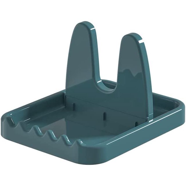 Soporte de tapa plegable, tapa multifunción y soporte para cuchara, estante de descanso para utensilios de cocina para utensilios de cocina (azul oscuro) ACTIVE Biensenido a ACTIVE