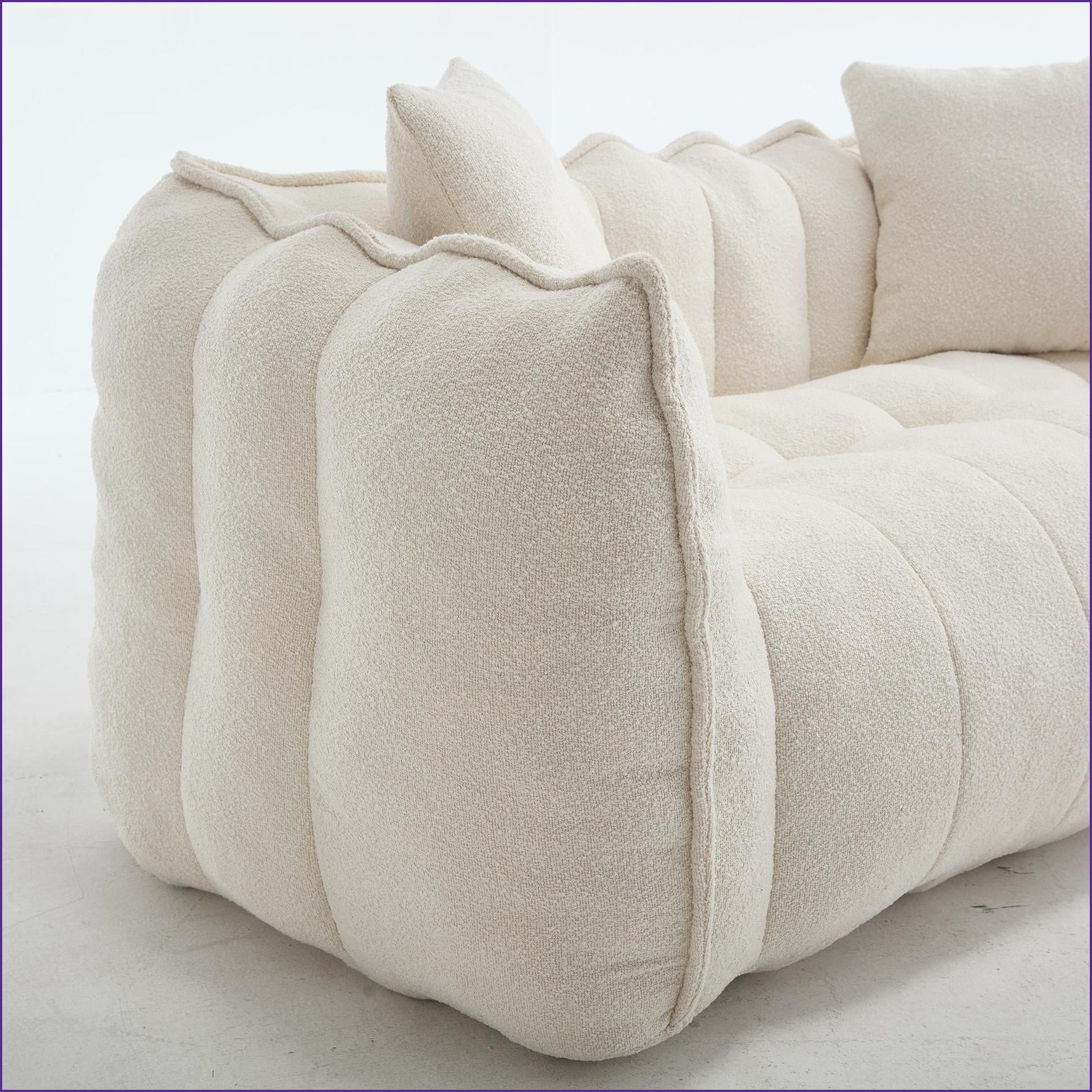 2-Person Soft Bean Bag Chair with High-Resilience Foam – Ideal for Family & Adults | Chenille | Square