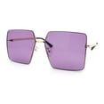 thumbnail image 5 of Womens Large Rectangle Thin Metal Rim Butterfly Minimal Sunglasses Gold - Purple, 5 of 8