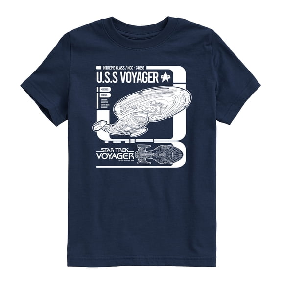 Star Trek - Voyager Schematic - Youth Boys Short Sleeve Graphic T-Shirt