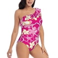 thumbnail image 5 of Balery Vintage Flowers One Shoulder Swimsuits for Women Ruffle Swimsuits Tummy Control One Shoulder Bathing Suits-Small, 5 of 8
