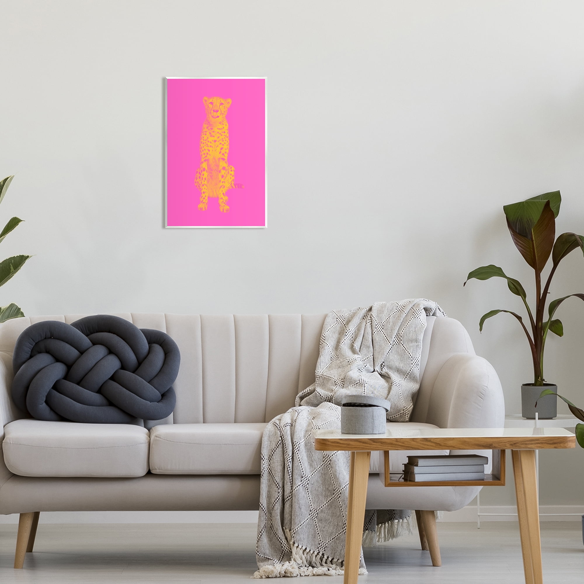 Stupell Industries Pop Pink & Yellow Leopard Animals & Insects Painting Unframed Art Print Wall Art, 13 x 19