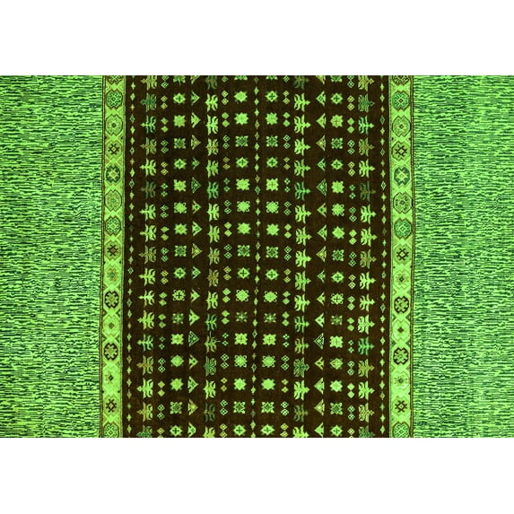 Ahgly Company Indoor Rectangle Abstract Green Modern Area Rugs, 7' x 10'