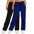 thumbnail image 2 of Fnooota Womens Sweatpants, Casual 2 Piece Elastic Waist Athletic Jogger Pants Navy Size XL, 2 of 6