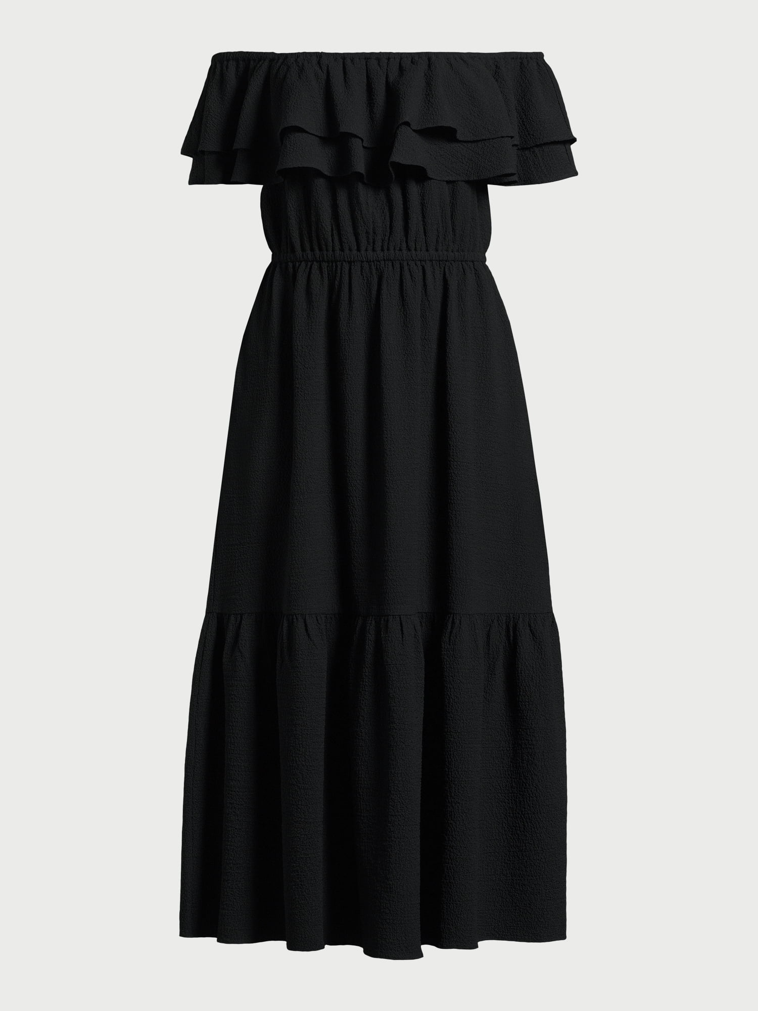 Sofia Jeans Double Ruffle Maxi Dress - Flutter Sleeves