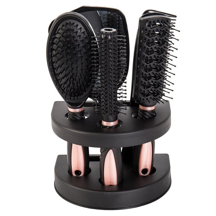 5Pcs Salon Hair Comb + Mirror Set With Hairbrush Modelling Holder Styling  Tool 