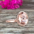 thumbnail image 4 of 8x6mm Oval Cut Pink Morganite Engagement Ring 2 Carat Solid 10k Rose Gold Wedding Ring Promise Ring for Bride Halo Design, 4 of 5