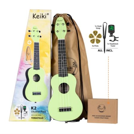 Keiki K2 Series Soprano Ukulele Pack - Includes: Tuner  Picks  Strap & Tote Bag