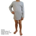 thumbnail image 5 of Youth Boys Cotton Long Sleeve Crew Neck Tee Shirts, Off White Grey, Youth Small, 5 of 7