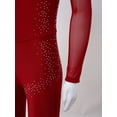 thumbnail image 6 of YiZYiF Kids Girls Sparkle Long Sleeve Full Body Leotard Unitard for Ballet Gymnastics Dance Skating Burgundy 6, 6 of 7