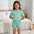 thumbnail image 4 of BFHHYA Boys & Girls 2 Piece Outfits Crew Neck Short Sleeve Tops Elastic Waist Shorts Kids Casual Loose Loungewear Set 12 M-11 Y, 4 of 6