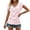 Pink, variant on Women's Fashionable V Neck Jacquard Open Front Short Sleeve T Shirt White S