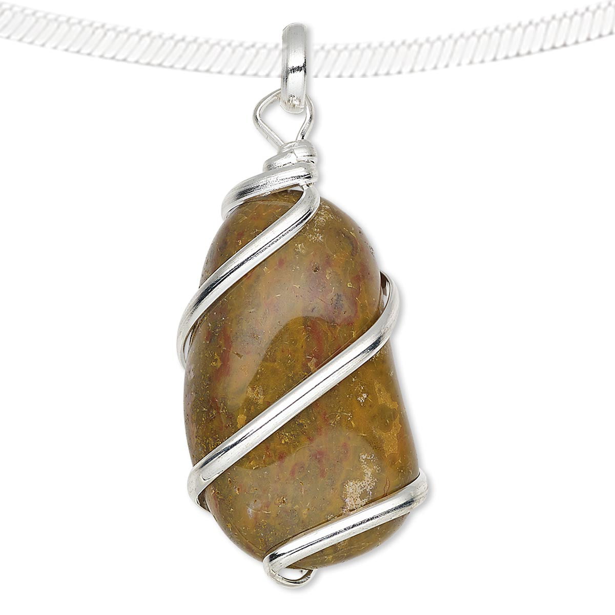 silver plated-jewellery-silver necklace your choice of length-gift for her- Pendant-Natural  yellow Jasper gemstone pendant