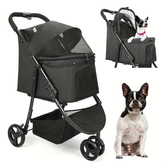 A Large Dog Stroller With 4 Heavy-duty Wheels - A Pet Stroller For 2 Cats, A Jogging Stroller With Adjustable Handles, Suitable For Medium To Large Dogs Weighing 120Ibs Or Less.
