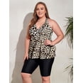 thumbnail image 3 of Mycoco Women Tankini Swimsuits 2 Piece Plus Size Bathing Suits Tummy Control Swimwear Flowy Top with Boy Shorts Leopard Black US 20, 3 of 7