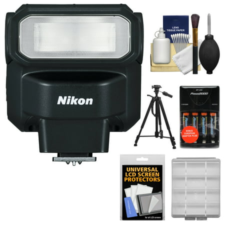 Nikon SB-300 AF Speedlight Flash with Batteries & Charger + Tripod + Bundle Kit for DSLR (Best Batteries For Flash Speedlight)
