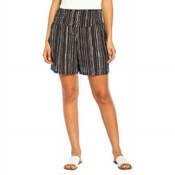 Three Dots Ladies' Printed Short (Dotted Stripes, Medium)
