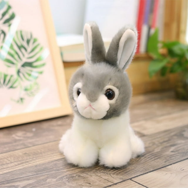 Simplmasygenix Mini conejos de peluche realistas lindos simulación conejo muñeca de peluche muñeca pequeña conejo blanco niña corazón cumpleaños regalo del día del niño