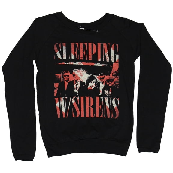 Sleeping With Sirens Girls Juniors Light Sweatshirt - Band & Name Red & Cream (Small)