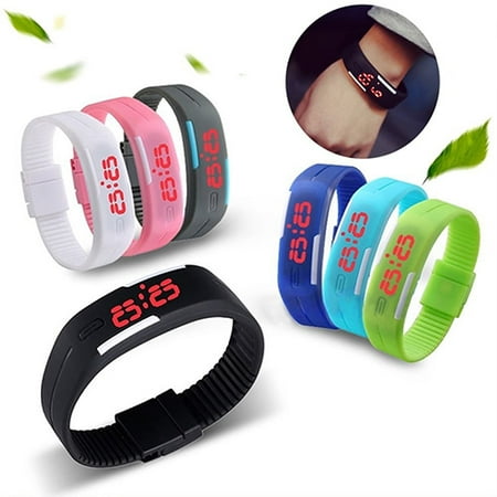 - HiCoup Men Women Fashion Silicone Red LED Sports Bracelet Touch Digital Wrist Watch
