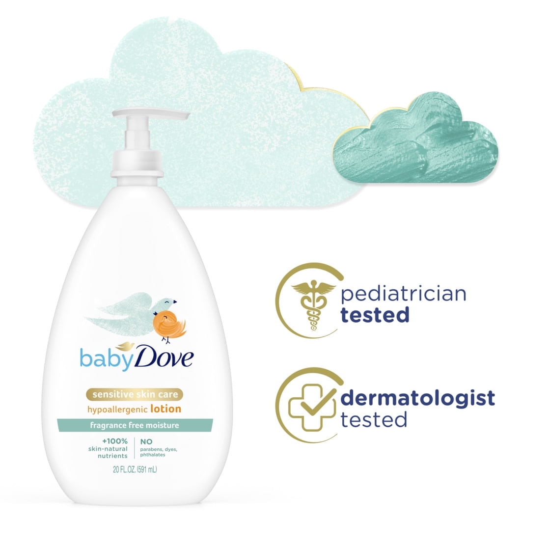 Baby Dove Fragrance Free Lotion, Sensitive Moisture 20 oz (Pack of 2)