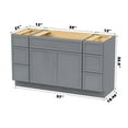 thumbnail image 3 of Vanity Art 57" Freestanding Bathroom Vanity Cabinet without Top in Smoky Gray, 3 of 6