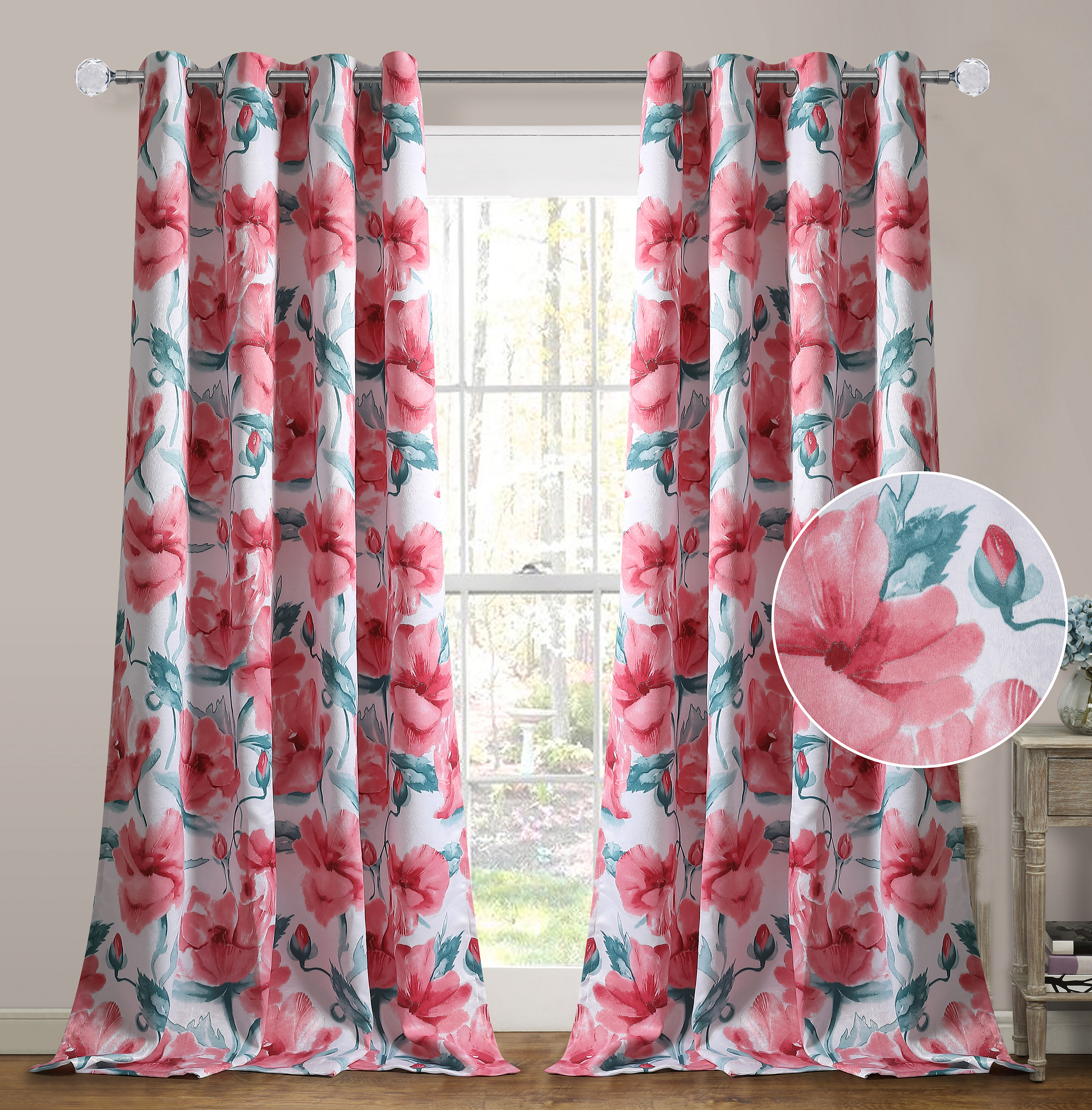 Highline Decor 2 Panels Blackout Curtain, Satin back woven liner full