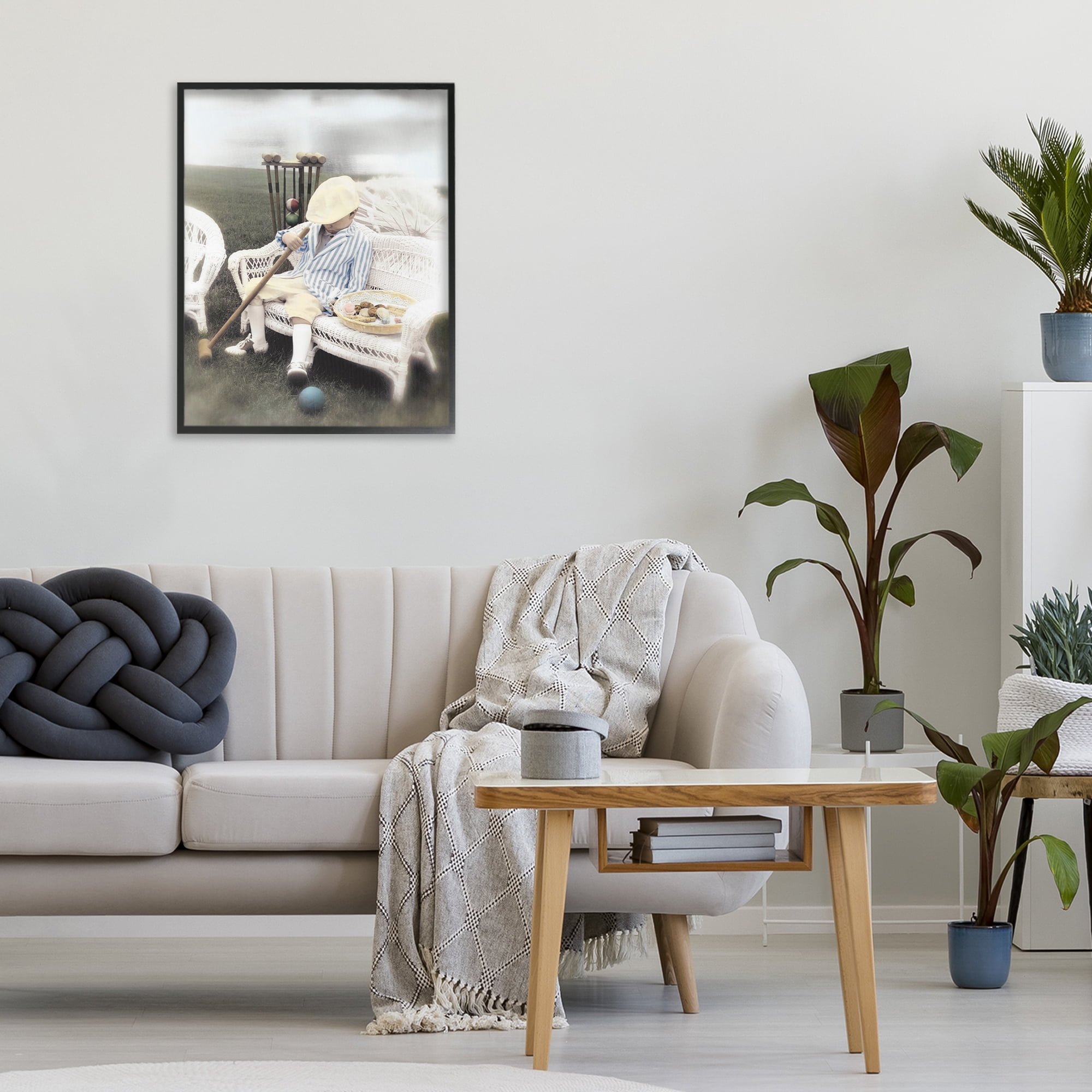 Stupell Industries Child with Croquet Mallet Black Framed Giclee Art, design by Kendra Dew