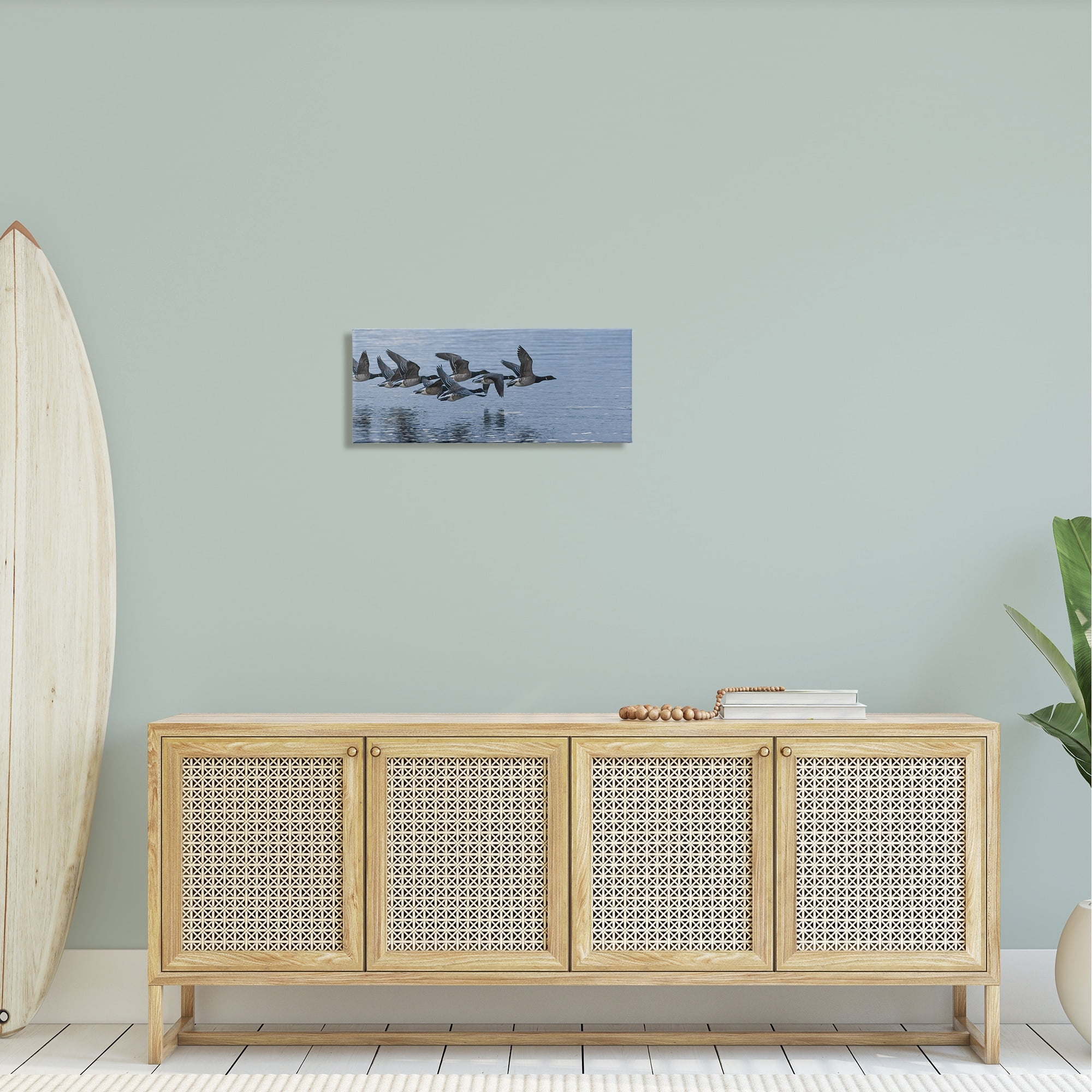 Stupell Industries Flying Geese Wings Flapping Calm Ocean Water Canvas Wall Art, 30 x 13, Design by Nancy Crowell