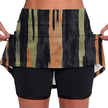 Lcziwo Women s Skirts Knee Boho Tie-Dye Print Tennis Running Skorts High Waist Tummy Control Casual Skorts with Pockets Black M