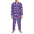 thumbnail image 3 of Salouo Skull rainbow color Print Button-Front Long Sleeve Pajama Set for Men, Soft 2Pjs Men's Long Sleeve Sleepwear-Medium, 3 of 7