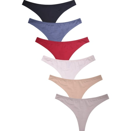 

LAVRA Women s 6 Pack Assorted Lace and Cotton Stretch Thong Panties