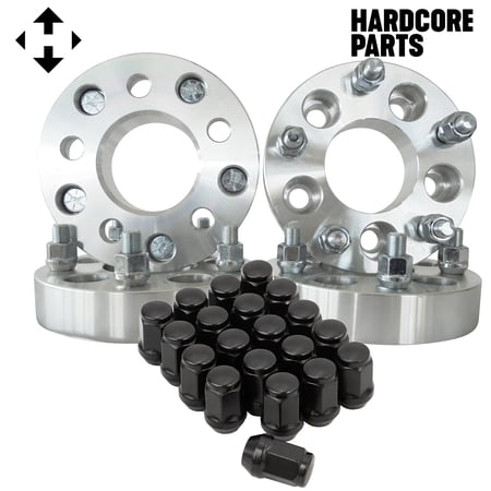 4 Wheel Adapters + 20 Black Lug Nuts for 5x4.5 to 5x5 1.25"(32mm) Adapts/ Fits Jk Wheels on Tj Yj Kk Sj Xj Mj