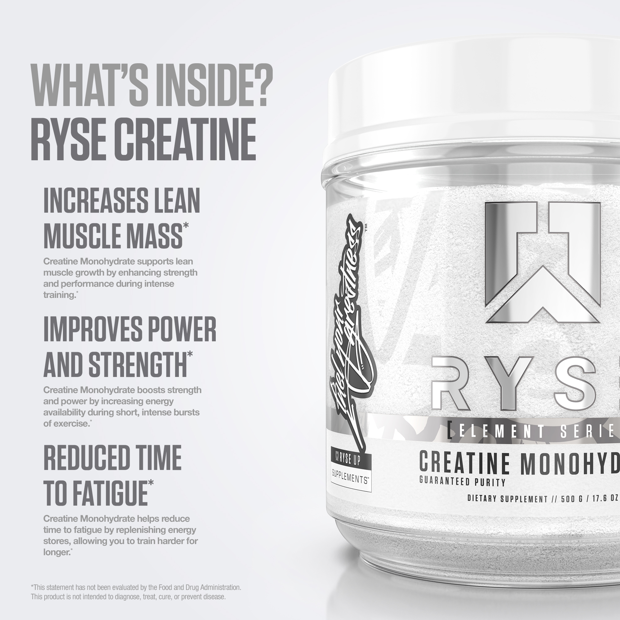 RYSE Creatine Monohydrate Micronized Powder - Unflavored - 100 Servings