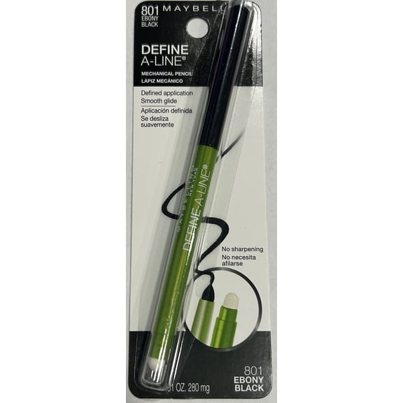 Maybelline New York Define-A-Line Eye Liner, 801-Ebony Black (Pack of 2)
