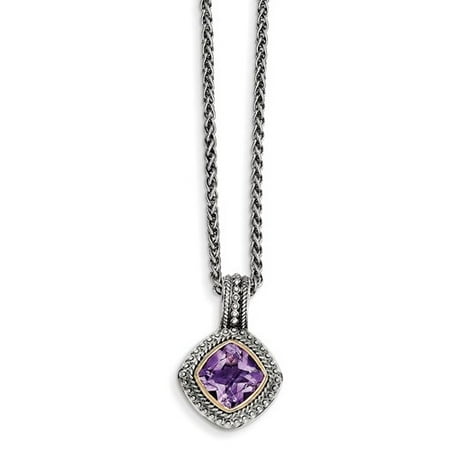 - Sterling Silver w/ 14k Yellow Gold Amethyst Vintage Style Necklace