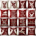 thumbnail image 2 of Funda de almohada navideña con diseño de muñeco de nieve para el hogar, almohada de lino a cuadros rojos, cojín navideño, 2 of 3