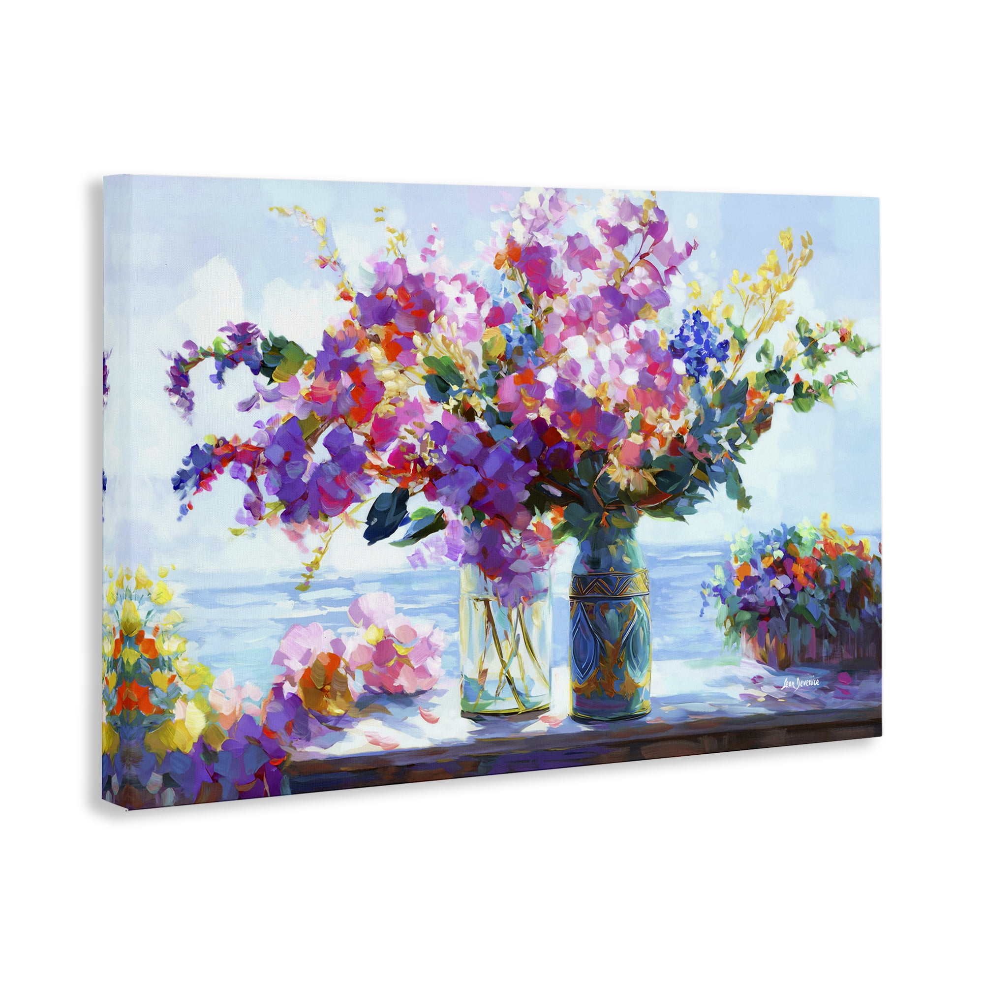 Stupell Industries Ocean Breeze Blossoms Botanical & Floral Painting Gallery Wrapped Canvas Art Print Wall Art, 36 x 24