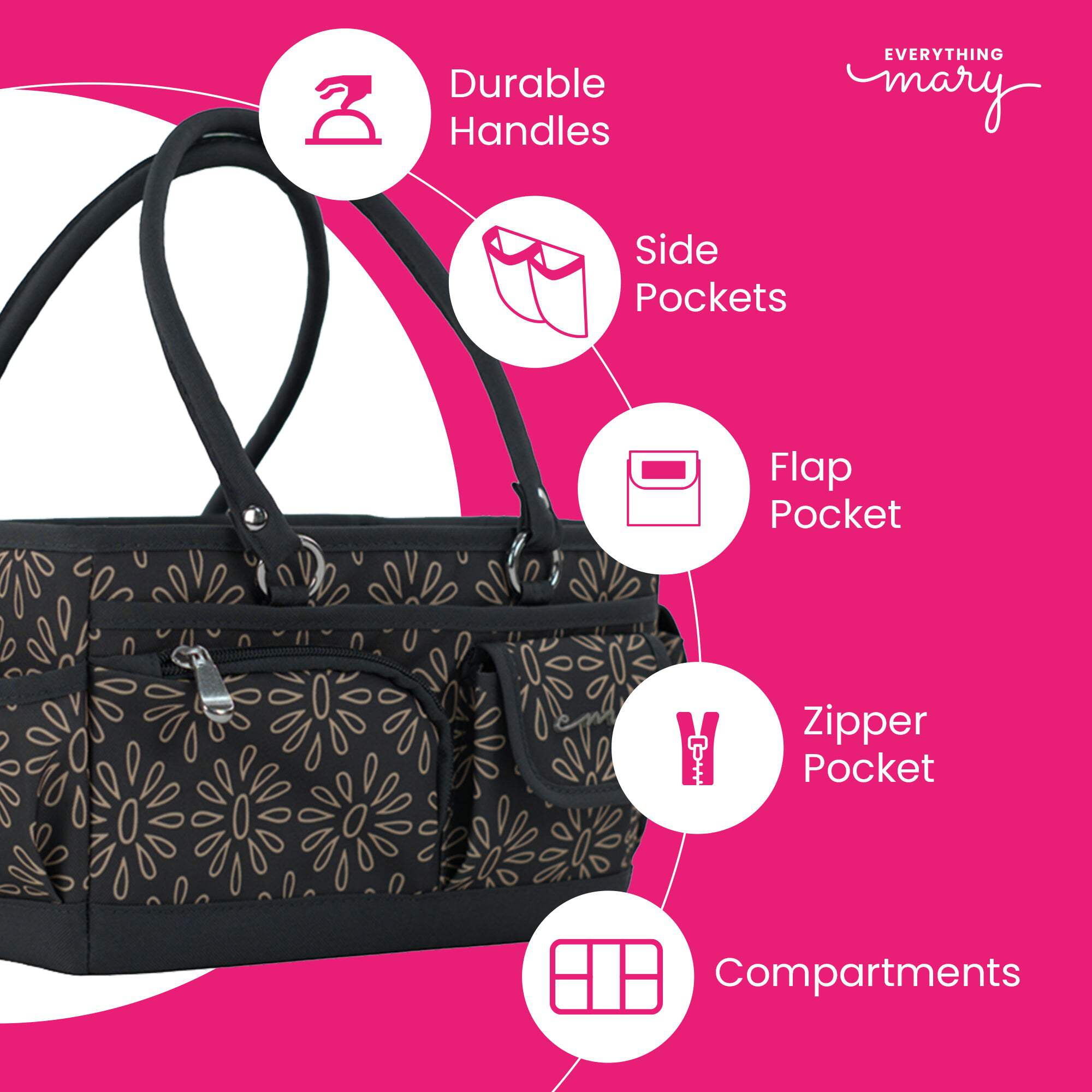 Everything Mary Collapsible Store & Tote Organizer with Handles – Multipurpose Storage for Diapers, Snacks, Crafts, Toys, Office Supplies & Everyday Essentials