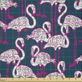 thumbnail image 2 of Ambesonne Animals Fabric by the Yard Microfiber, Cartoon Exotic Flamingos, 1 Yard, Pink and Dark Blue, 2 of 2