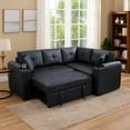 thumbnail image 3 of Nov Sectional Sleeper Sofa- 2 Pillows- USB Charger- Black Faux Leather, 3 of 6