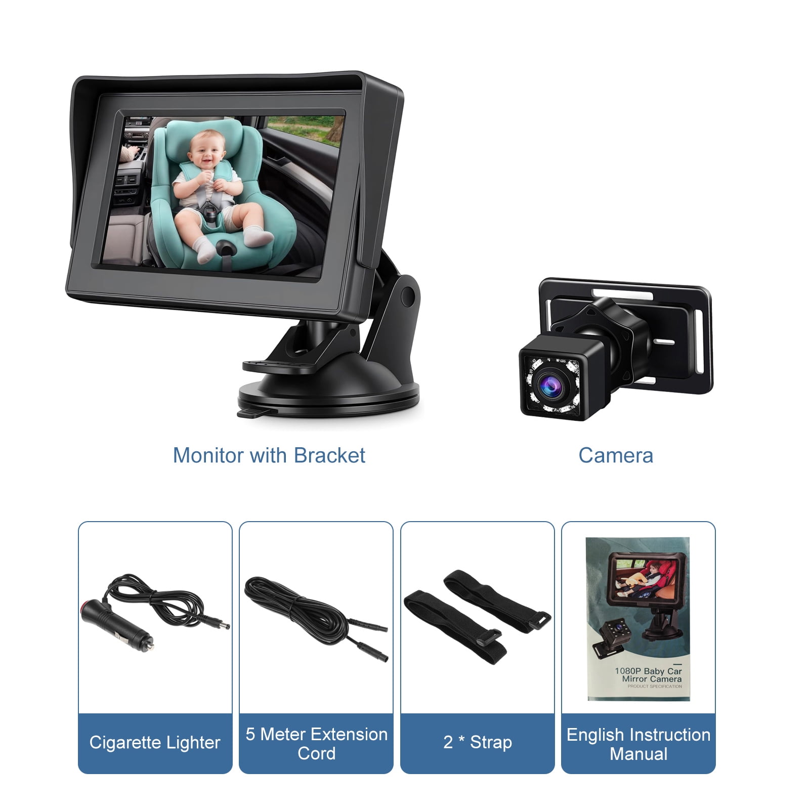 Car Tools Baby Car Camera Night Vision Wide Viewing Angle Rotation Rear Facing Seat Mirror for Infants Kids