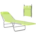 thumbnail image 4 of Outsunny Portable Sun Lounger, Lightweight Folding Chaise Lounge Chair w/ Adjustable Backrest & Pillow for Beach, Poolside, Patio, Silver Frame Green, 4 of 11