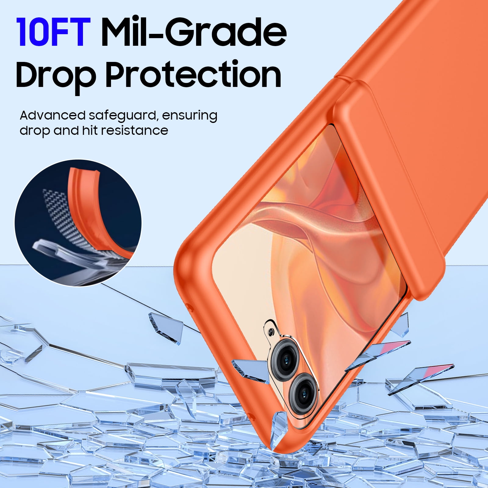 Oupeigar For Motorola Razr 60 Pro/50 Ultra Case,Built-in Screen Protector,Slim Full-Body Rugged Anti-Scratch Shockproof Phone Case-Orange