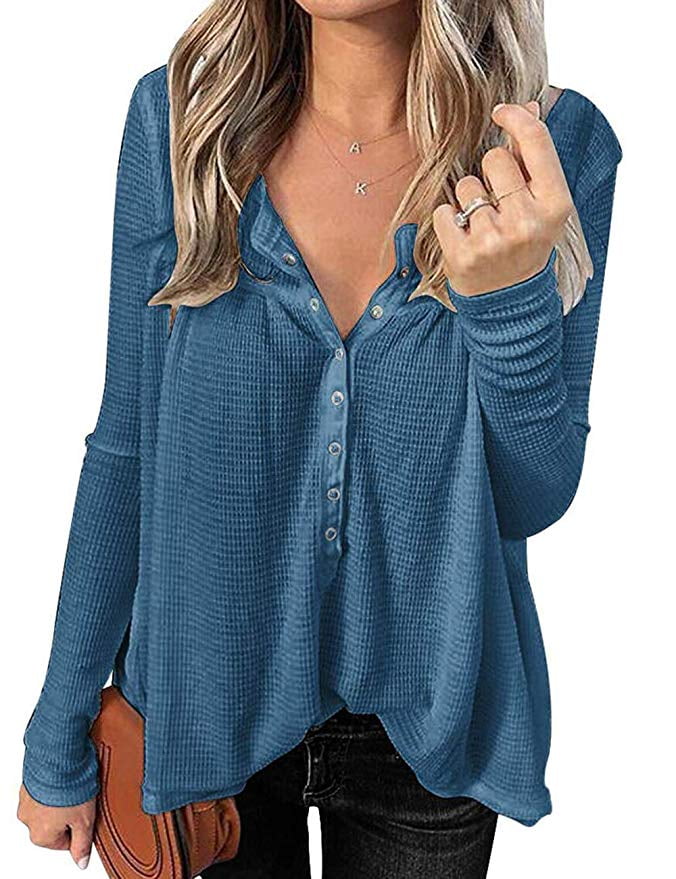 Fashion Women Waffle Knit Tunic T-Shirt Sleeveless Loose Fitting Button O Neck Tops Tunic Cotton Blended Shirt