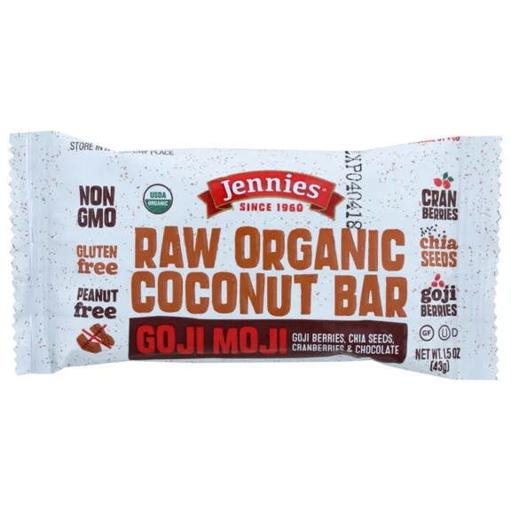 Pack of 12, Jennies Raw Organic Goji Moji Coconut Bar, 1.5 oz