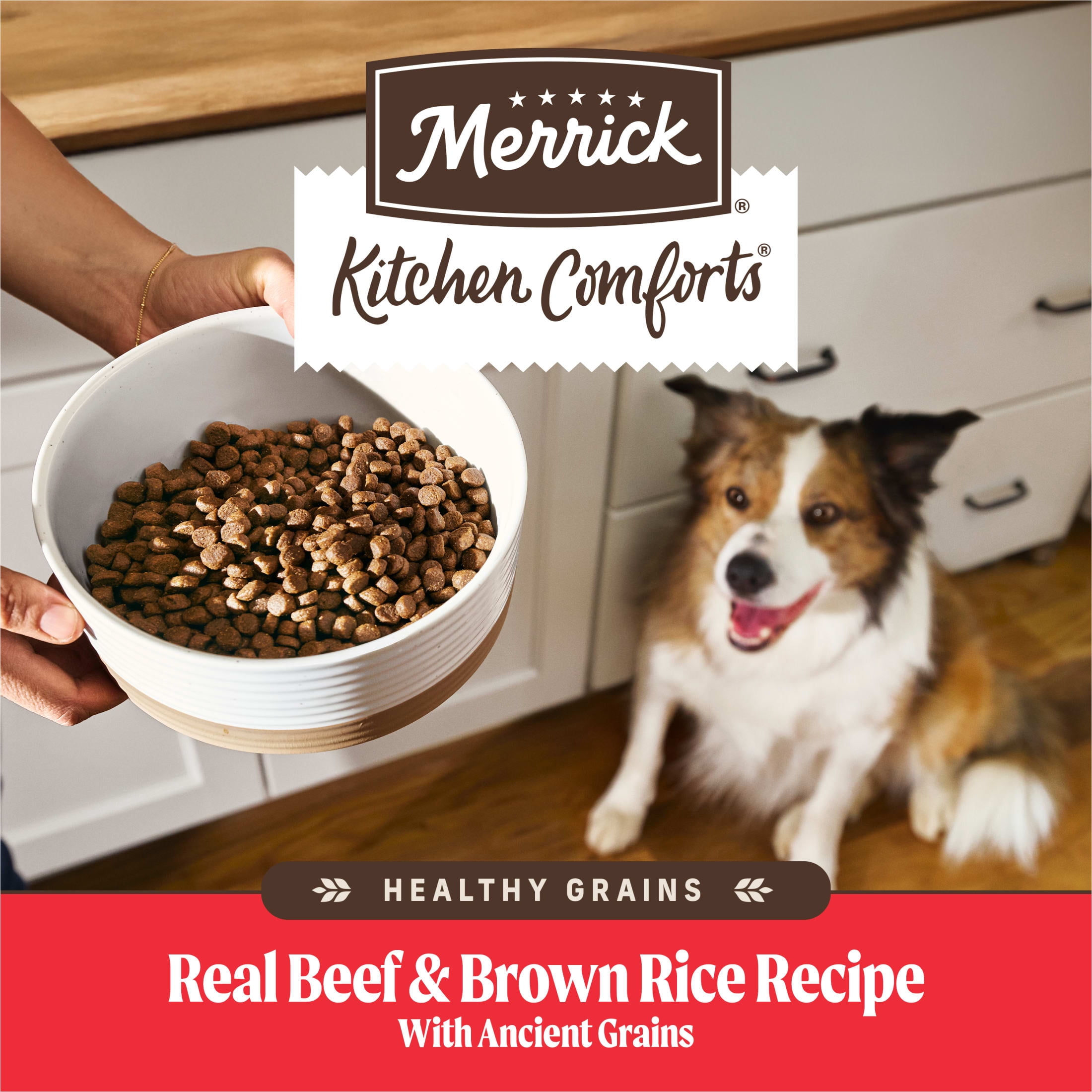 Merrick Kitchen Comforts Premium Adult Dry Dog Food with Ancient Grains, Real Deboned Beef and Brown Rice Dog Food Recipe, 33.0 lb.
